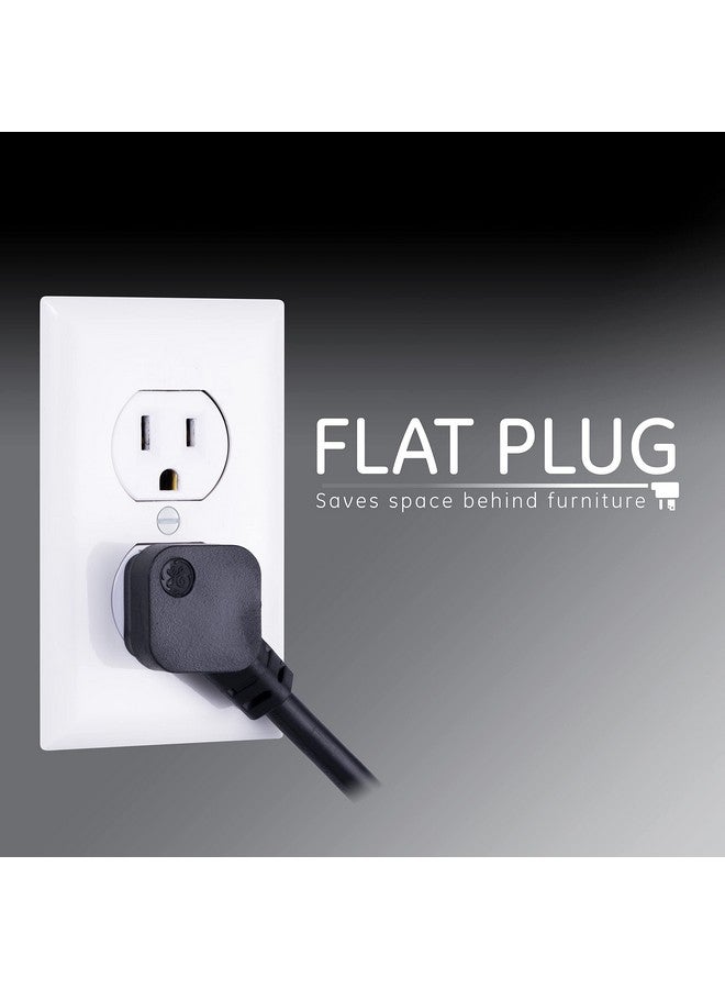 جي إي واقي التيار الزائد GE 6 منافذ، سلك تمديد بطول 8 أقدام، شريط طاقة، 1300 جول، قابس مسطح، أغطية أمان ملتوية للإغلاق، ضوء مؤشر محمي، مُدرج في قائمة UL، أسود، 33662 - Image 2