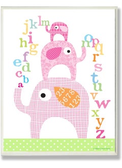 Stupell Industries Stupell Industries The Kids Room by Pink Elephants with Alphabet Rectangle Wall Plaque  - Image 1