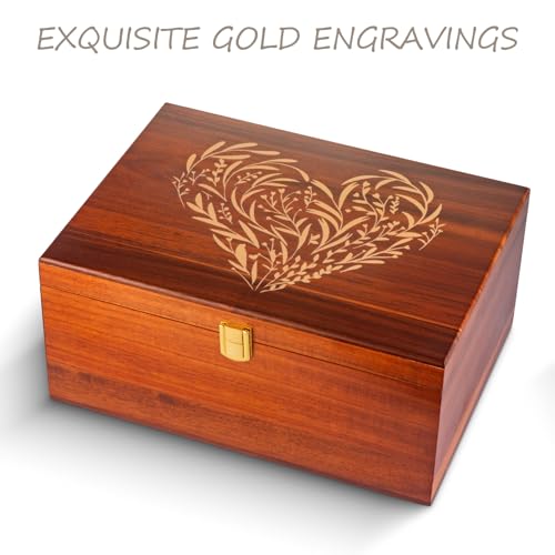 EVA murmure Larger Wooden Memory Keepsake Boxes With Hinged Lids and a photo frame inside the lid - Decorative Storage Box With a Hinge Lids For Picture Letter Time Capsule - 5.3“*8.6”*11.7“- Acacia - Image 4