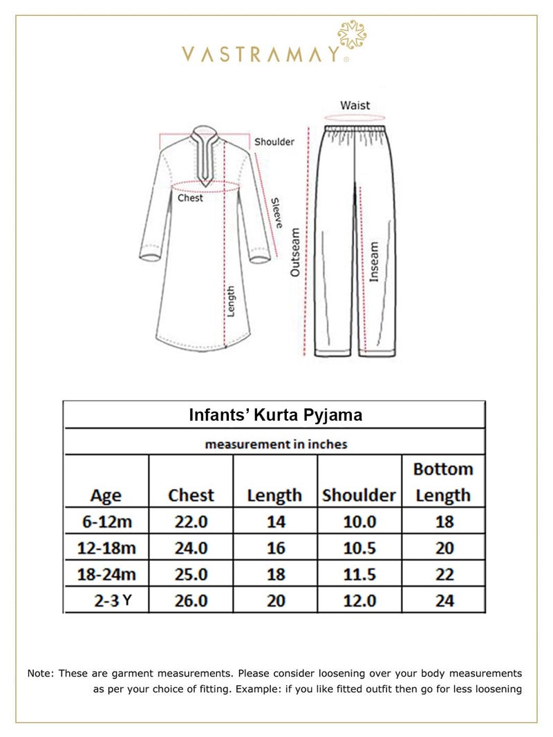VASTRAMAY Boys’ Infant Maroon and Rose Gold Silk Blend Kurta Pyjama Set_VSHISBK023MAnPRG_14 | Traditional Outfit for Weddings & Festivals - Image 5