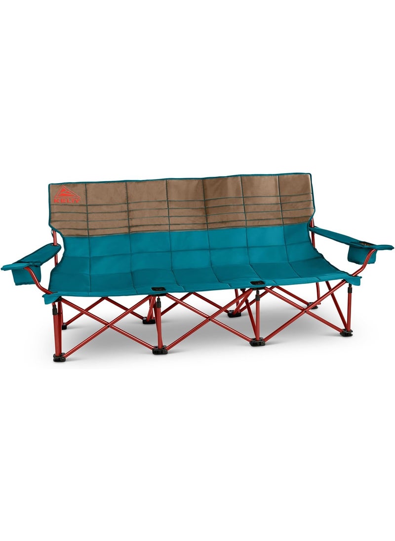 Kelty Kelty Lowdown Couch  3 Person Capacity Camping Chair Extra Large and Sturdy Bench for Campsites Soccer Games and Backyard Parties with Cup HoldersArm Rest Polyester Deep LakeFallen Rock  - Image 1
