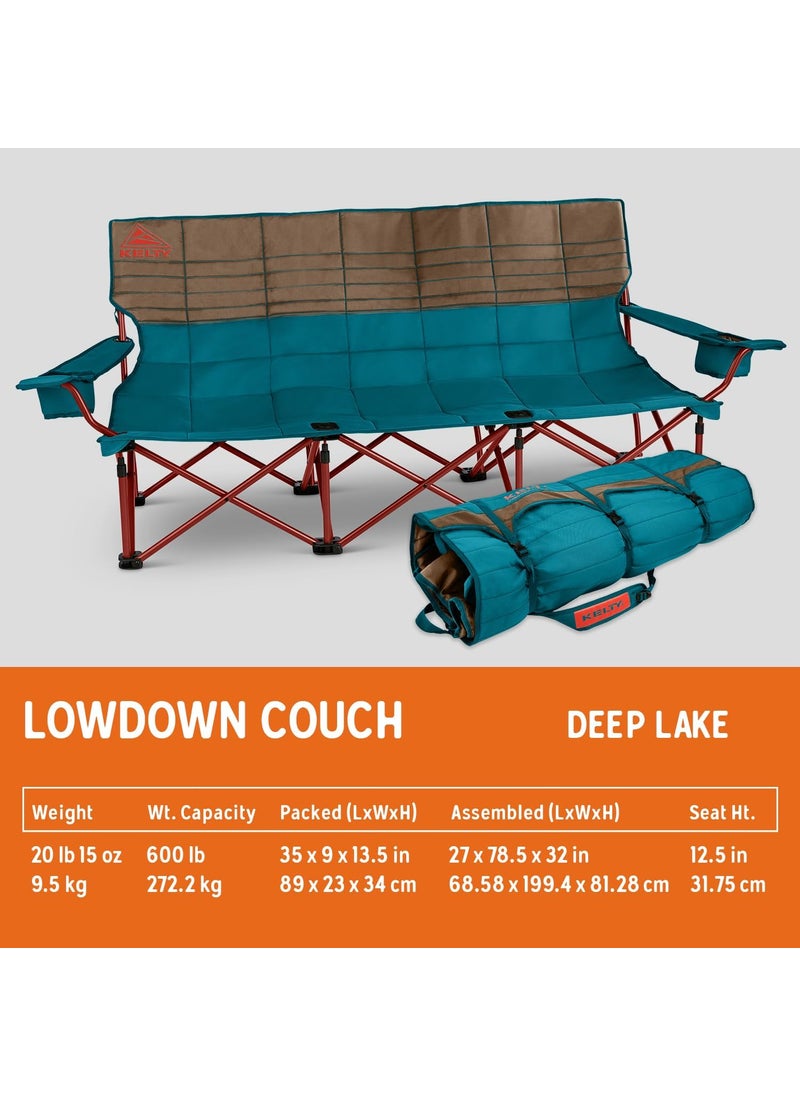 Kelty Kelty Lowdown Couch  3 Person Capacity Camping Chair Extra Large and Sturdy Bench for Campsites Soccer Games and Backyard Parties with Cup HoldersArm Rest Polyester Deep LakeFallen Rock  - Image 3