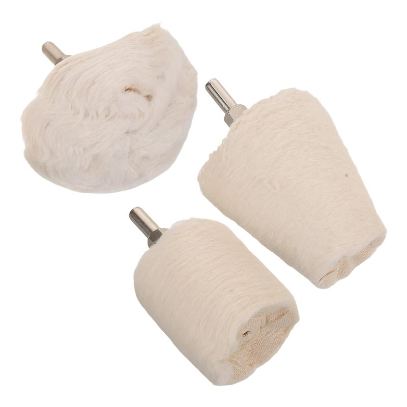 3pcs Mushroom Polishing Wheel Kit with Shafts Buffing Wheel Polisher Set for Grinder 3”/2”/1.5” for Metal Aluminum Stainless Steel Chrome Surfaces - Image 1
