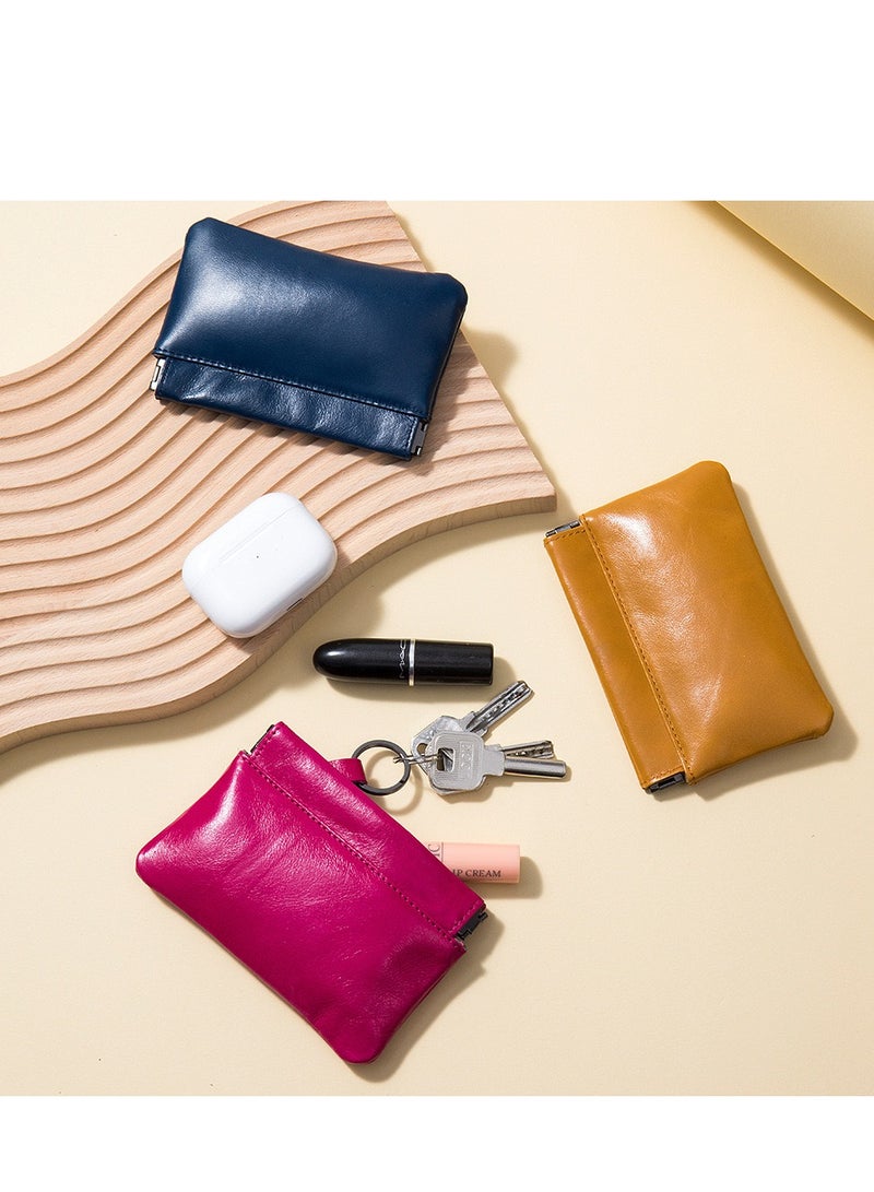 1 Piece Mini PU Leather Coins Purse Changes and Cards Holder Squeeze Small Pouch Blue - Image 4