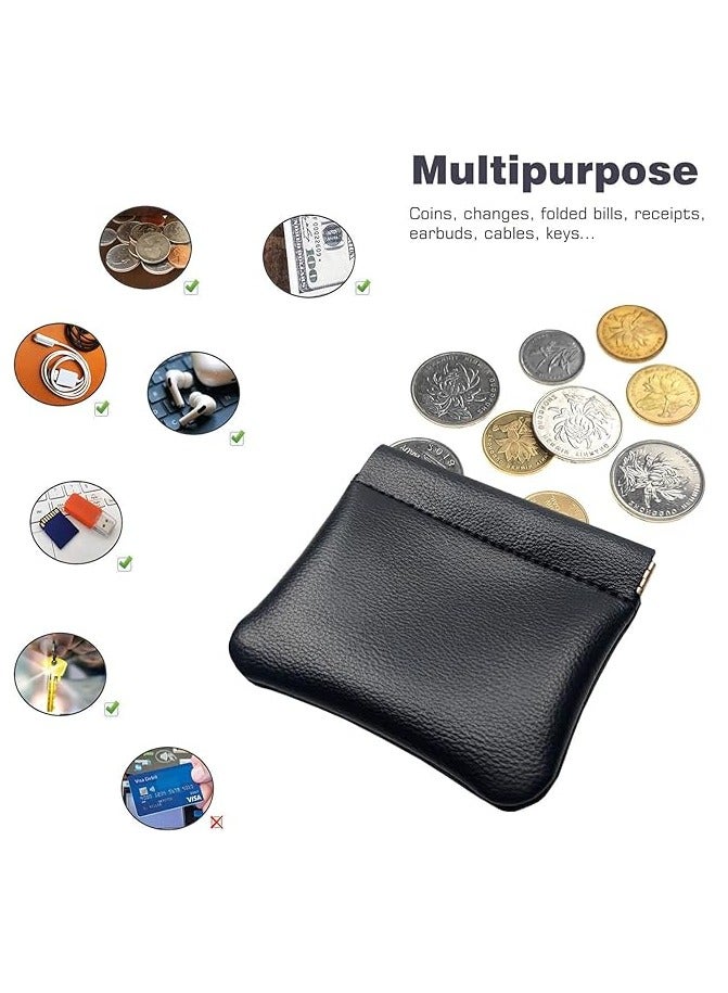 1 Piece Mini PU Leather Coins Purse Changes and Cards Holder Squeeze Small Pouch Blue - Image 5