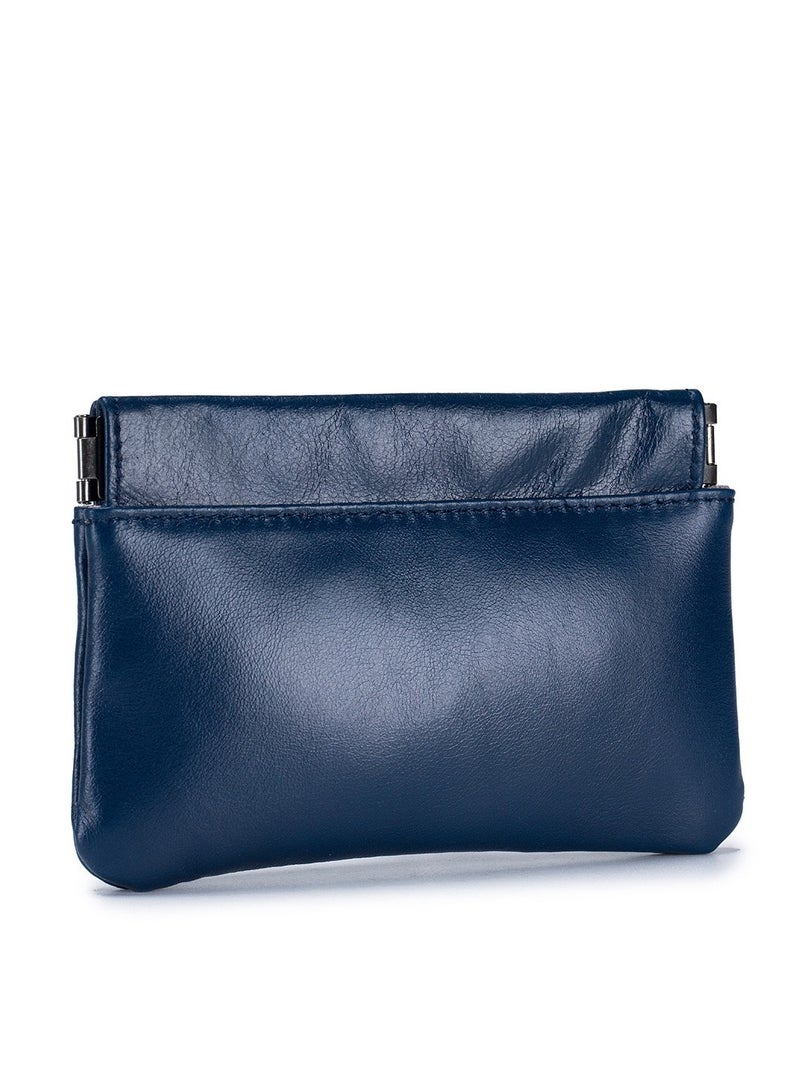 1 Piece Mini PU Leather Coins Purse Changes and Cards Holder Squeeze Small Pouch Blue - Image 2