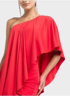 Ginger One Shoulder Assymetric Pleated Dress  - Image 3