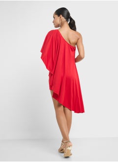 Ginger One Shoulder Assymetric Pleated Dress  - Image 2