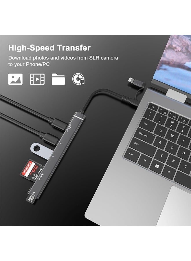 SUNDAREE 5 in 1 SD Card Reader Adapter, [MFi Certified] USB C & Lightning to Micro SD/SD Card Reader & USB OTG Adapter with USB C Fast Charging Port Compatible with iPhone 15/14/13/12/11/XS/XR/X/8/iPad - Image 3
