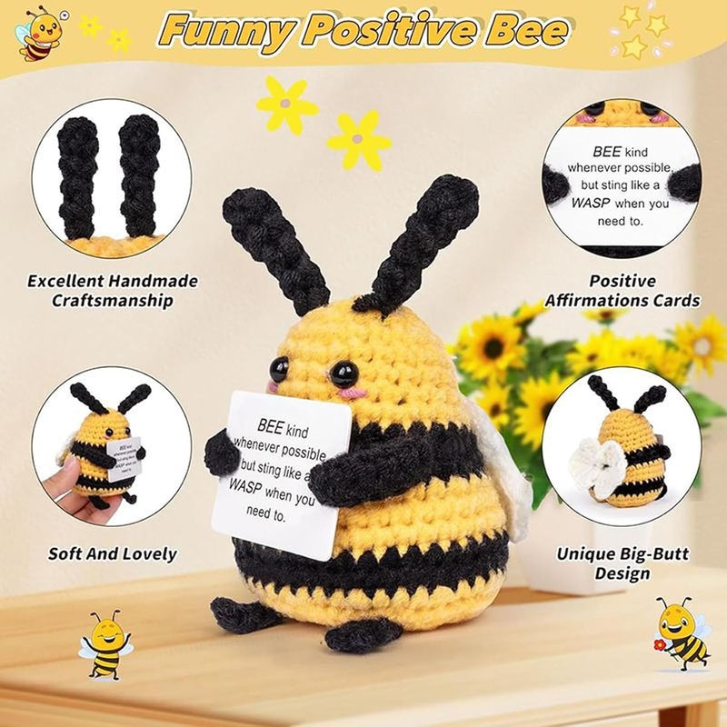 Aeenioy 1 Piece, Crochet Toys, Bee Soft Toy, Cute Handmade Gift for Women, Men, Friends, Desk Decor, Home Decor, Stress Relief Companion, Travel Buddy - Image 2
