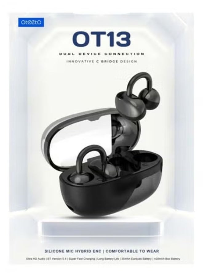 Oteeto OT13 Wireless Earbuds – Bluetooth 5.4 Earphones with AD7003D4 Chip, Ultra-Stable Low-Latency Connection, High-Fidelity Stereo Sound, Noise Reduction & Long Battery Life – Black - Image 3
