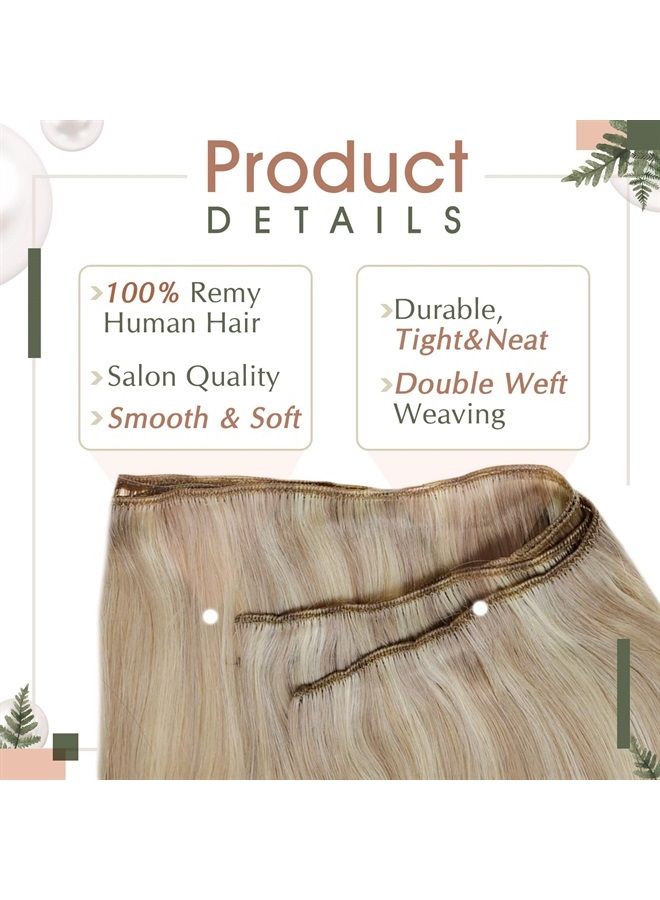 RUNATURE Blonde Weft Human Hair Extensions Straight Sew in Hair Extensions Real Human Hair Weft Extensions Ash Blonde Highlight Platinum Blonde Weft Hair Extensions Natural Hairpiece Weaving 12 Inch 7 - Image 3