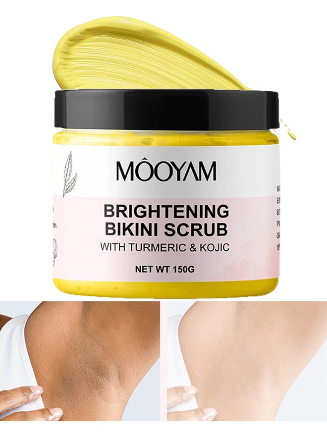 موويام مقشر منطقة البيكيني ، مقشر الجسم بالكركم وكوجيك لتفتيح البشرة لعلاج نمو الشعر تحت الجلد - ممحاة تقشير للفخذين الداخليين وخط البيكيني والإبطين (5.29 أونصة) - Image 1