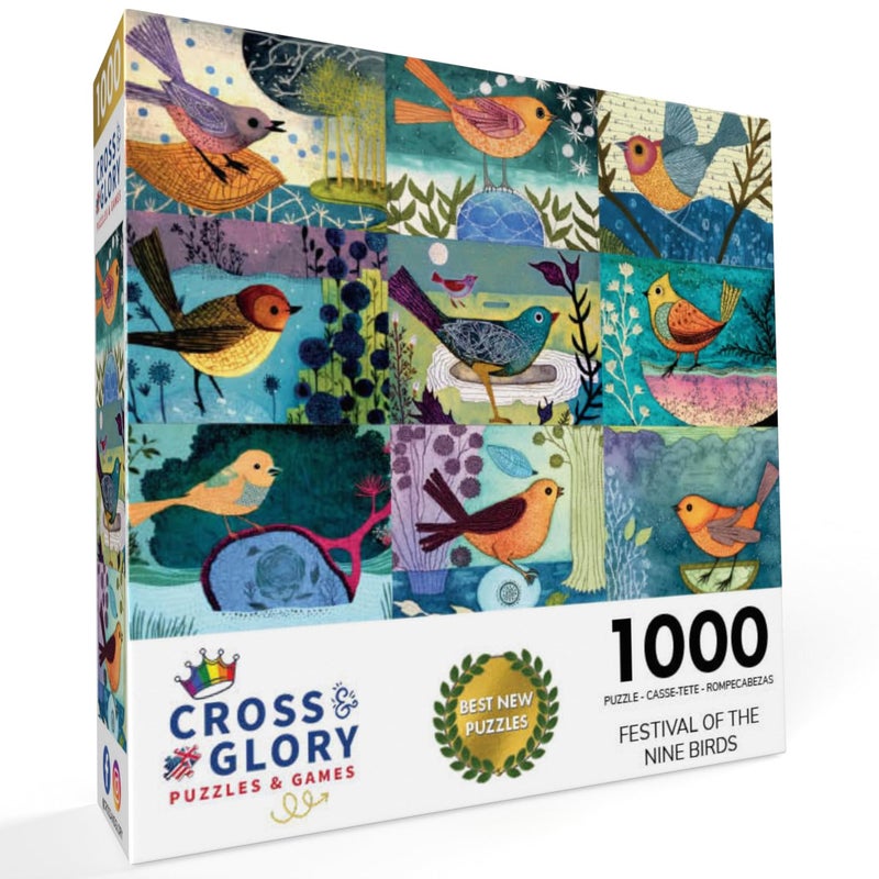 Cross & Glory - Festival of the Nine Birds - 1000 Piece Jigsaw Puzzle for Adults | Colorful Bird Collage Artwork | Premium Ribbon-Cut Puzzle with Satin Finish - Image 2