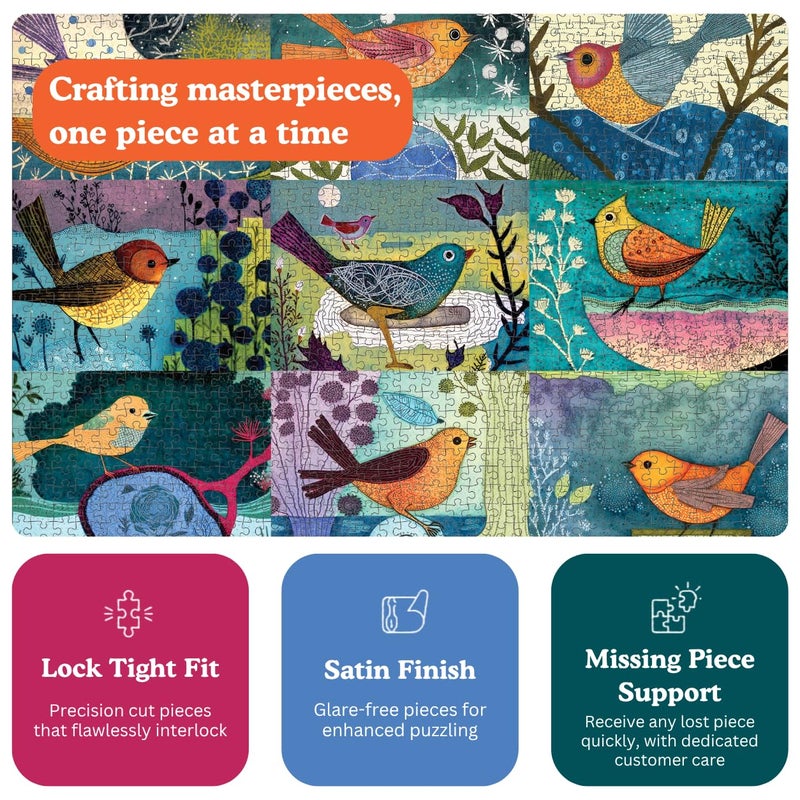 Cross & Glory - Festival of the Nine Birds - 1000 Piece Jigsaw Puzzle for Adults | Colorful Bird Collage Artwork | Premium Ribbon-Cut Puzzle with Satin Finish - Image 4