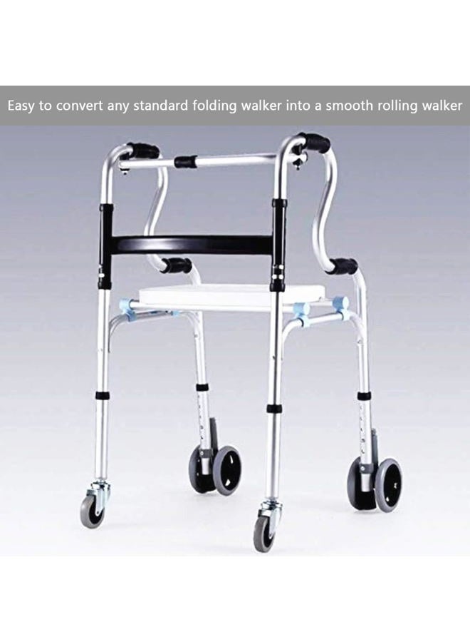 MESINURS Walker Wheels Replacement Feet for Folding Medical Walker Accessories Parts Kit, Front and Back Safety Wheel, 5 Inch Wheels with Brake - Image 5