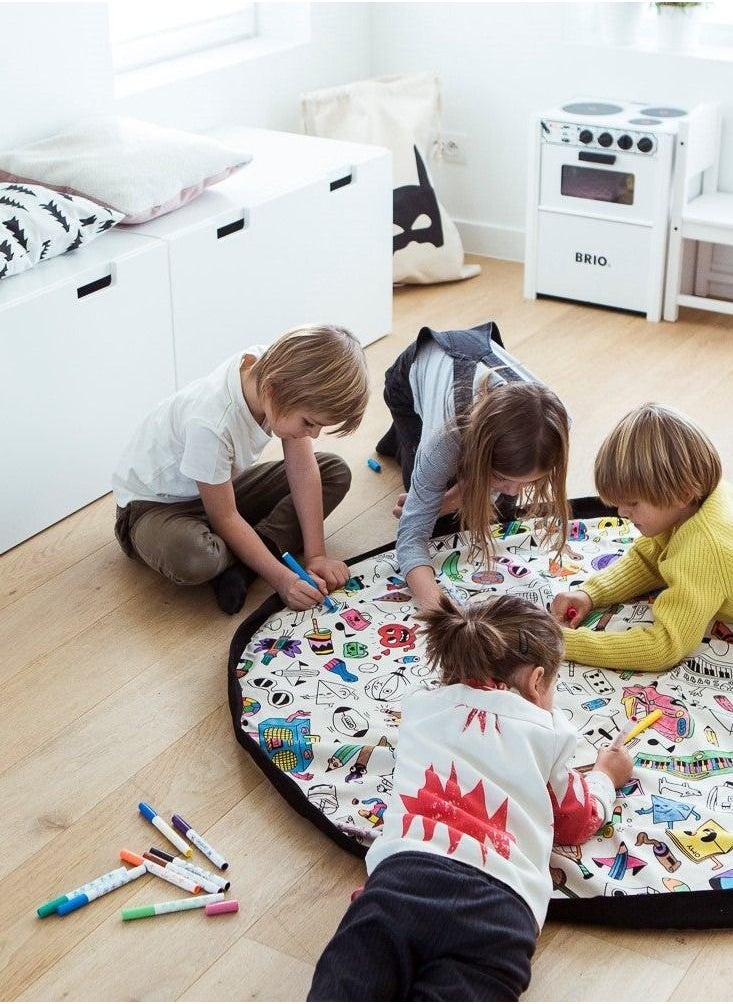 Lona Store - Portable Kids Toy Doodle Storage Bag Large Capacity Drawstring Pouch Play Mat Toys Organizer Practical Storage Bags - Image 1