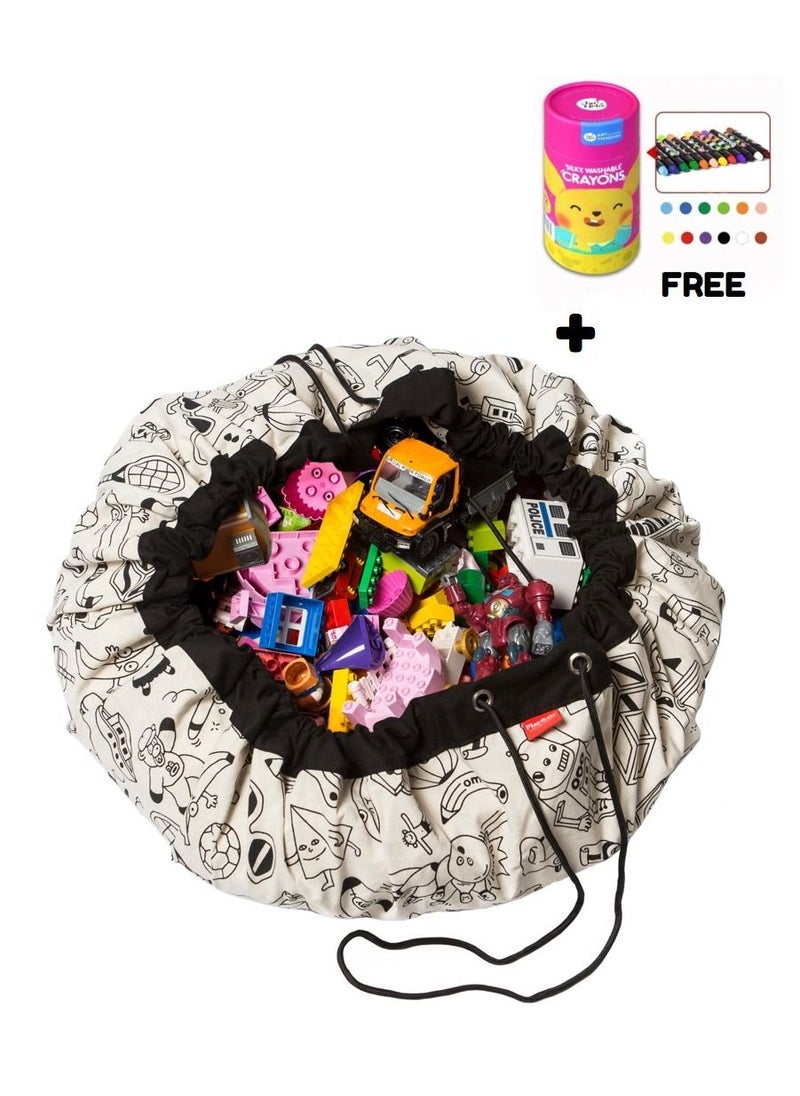 Lona Store - Portable Kids Toy Doodle Storage Bag Large Capacity Drawstring Pouch Play Mat Toys Organizer Practical Storage Bags - Image 1