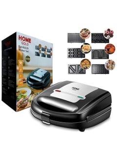 Home Gold 6 in 1 Waffle and Sandwich Maker - Waffle Maker with Non-Stick Coating, Clamp, Easy to Use and Clean - Multipurpose Kitchen Tools for Waffles and Sandwiches (2023-1)