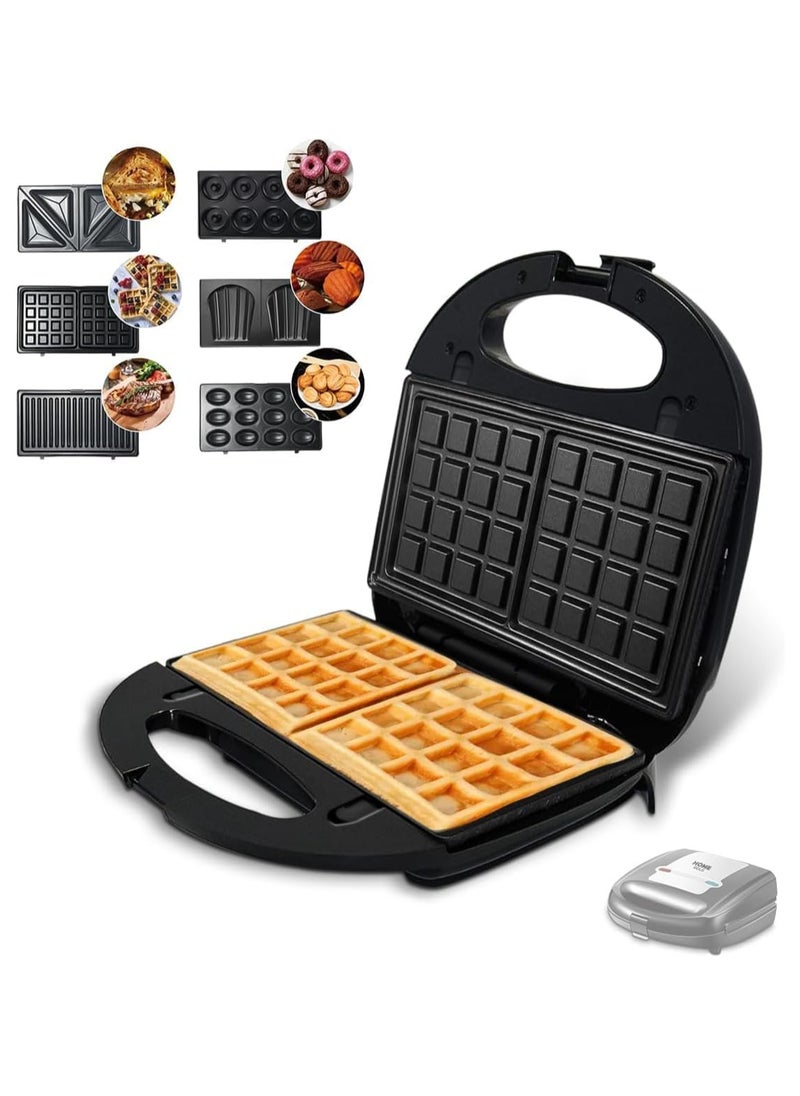 Home Gold - Home Gold 6 in 1 Waffle and Sandwich Maker - Waffle Maker with Non-Stick Coating, Clamp, Easy to Use and Clean - Multipurpose Kitchen Tools for Waffles and Sandwiches (2023-1) - Image 1