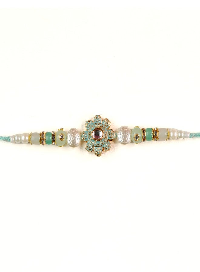 ASIDEA Bhai Rakhi for Brother Bhaiya Sister Raksha Bandhan Gift Band Moli Bracelet Stone Pearl Rakhi with Roli Tilak and alarm clock - Image 2
