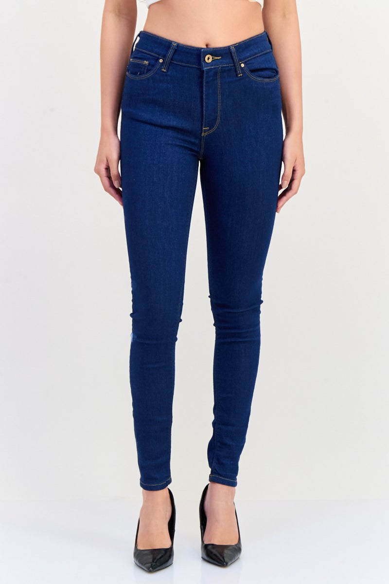 ONLY Women Regular Fit Solid Stretchable Denim Jeans, Navy  - Image 1