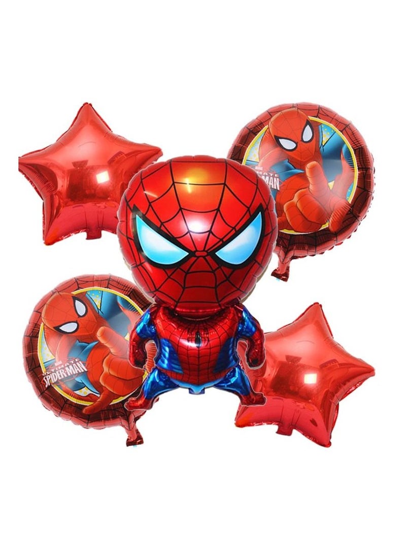 LA FIESTA 5 Piece Spiderman Balloons for Birthday Decorations 