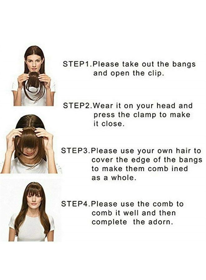 Glamza Clip In Fringe 'Big Bang' Clip in Bangs Front Hairpiece Topper for Women Available in Black, Dark Brown or Light Brown With or Without Sideburns (Light Brown (Without Sideburns)) - Image 2