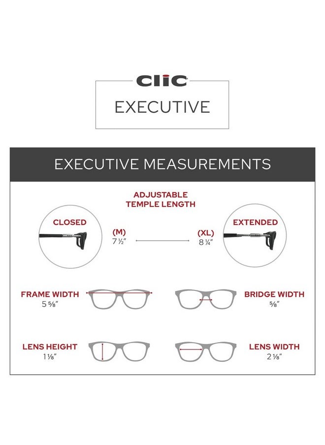 clic - Magnetic Reading Glasses Computer Readers Replaceable Lens Adjustable Temples Executive (Mxl Black 1.50 Magnification) - Image 1