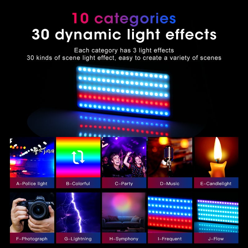 Manbily RGB LED Video Light 3000K-6500K Adjustable 130 LEDs Black - HSI Mode 36000 Colors 18 Special Effects for Outdoor Photography - Image 4