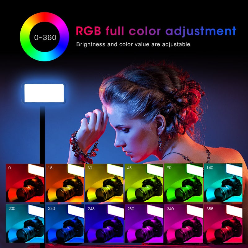 Manbily RGB LED Video Light 3000K-6500K Adjustable 130 LEDs Black - HSI Mode 36000 Colors 18 Special Effects for Outdoor Photography - Image 2