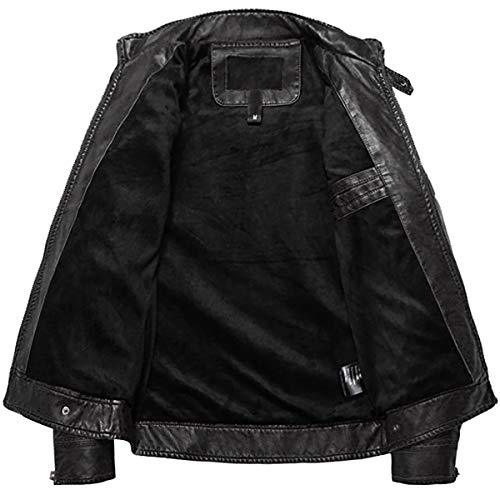 WULFUL Men's Vintage Stand Collar Leather Jacket Motorcycle PU Jacket and Coat - Image 2