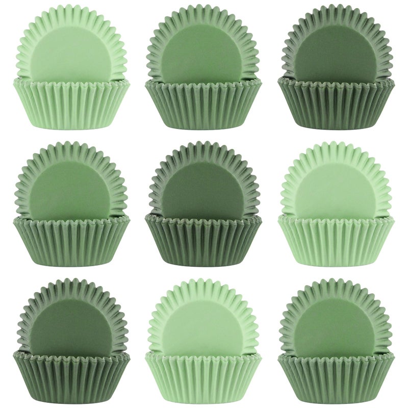Qumenan 600 Pack Sage Green Cupcake Liners Dark Green Light Green Baking Cups Gradient Green Muffin Liners for Cupcake Wrappers Wedding Bridal Baby Shower Birthday Party - Image 1