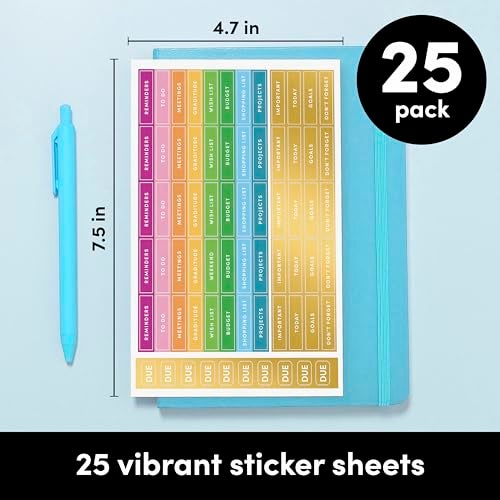 PAPERAGE Planner Stickers, Multicolored & Gold Foil for Planners, Calendars, Journals & Notebooks, Rainbow Theme, 25 Sheets, Over 1,680 Per Pack - Image 2