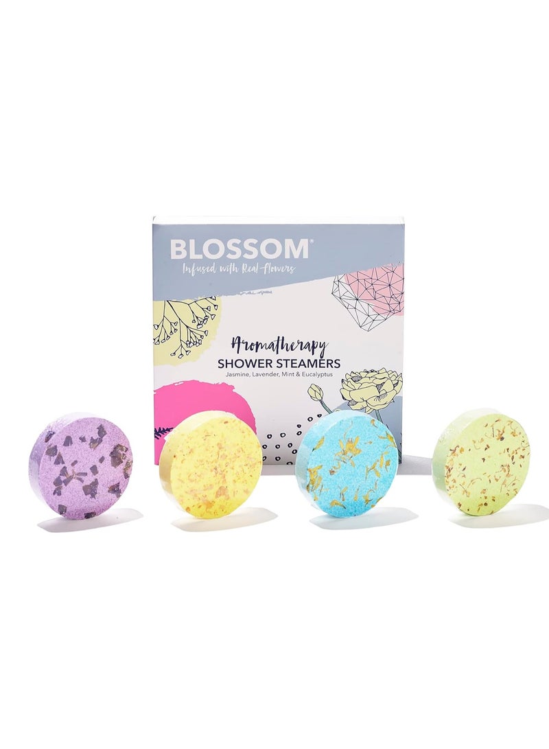 Blossom Aromatherapy Shower Steamers, Bath Bomb Tablets with Essential Oils for Stress Relief and Relaxation 4 Pack Box, Jasmine, Lavender, Mint and Eucalyptus - Image 2