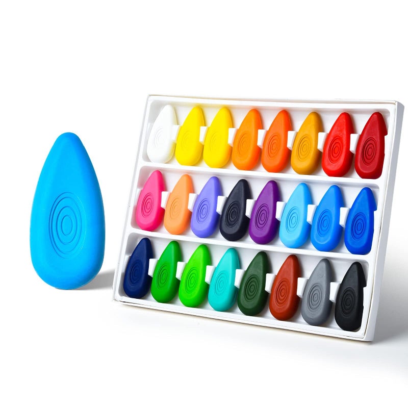 Four Candies Crayons for Kids 24 Colors Non Toxic Washable Crayons for Toddlers 13 Unbreakable EasyGrip WaterDrop Shape for Little Hands Art Supplies for Kids Toddlers Coloring Gift - Image 2