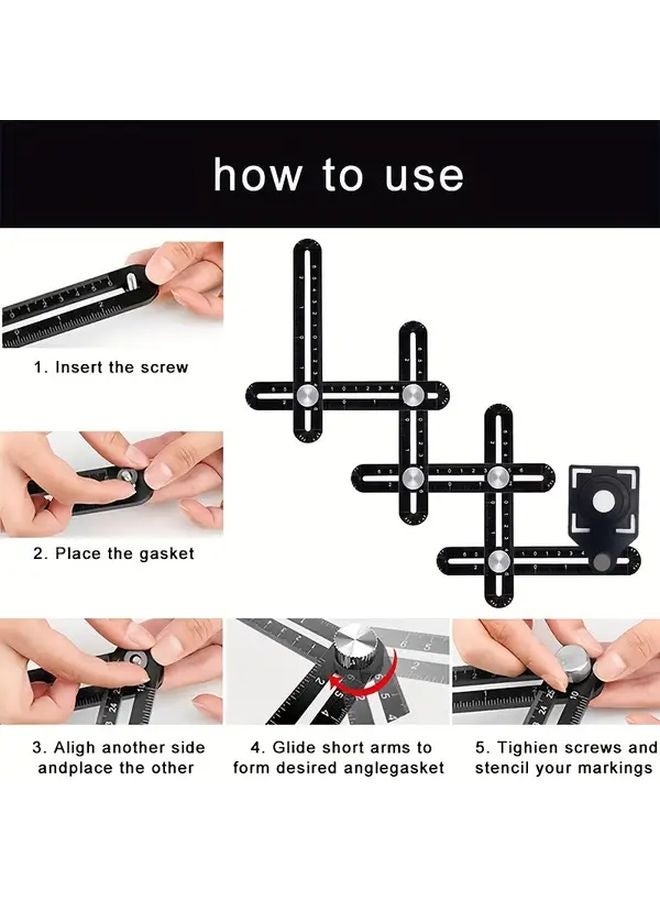 Heavy Duty Aluminum Alloy Multi Angle Measuring Ruler 3 Hole System Foldable 1pc - Image 3