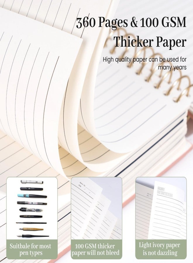 Flying Eagle Spiral Notebook Journal 360 Pages Hardcover Leather Lined Journals for Women Men with Pen Large College Ruled Notebooks Spiral Journal for Writing Work School B5, Green - Image 4