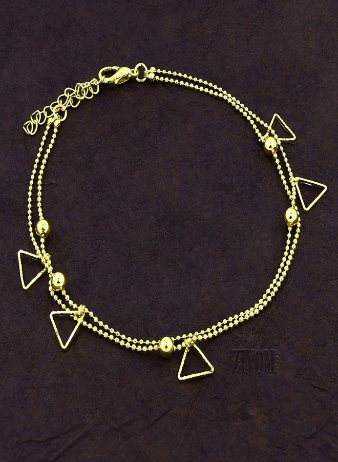 ZIVOM® Geometric Indo Western Dainty Delicate Charms Single Leg Anklet Payal For Women Girls - Image 2