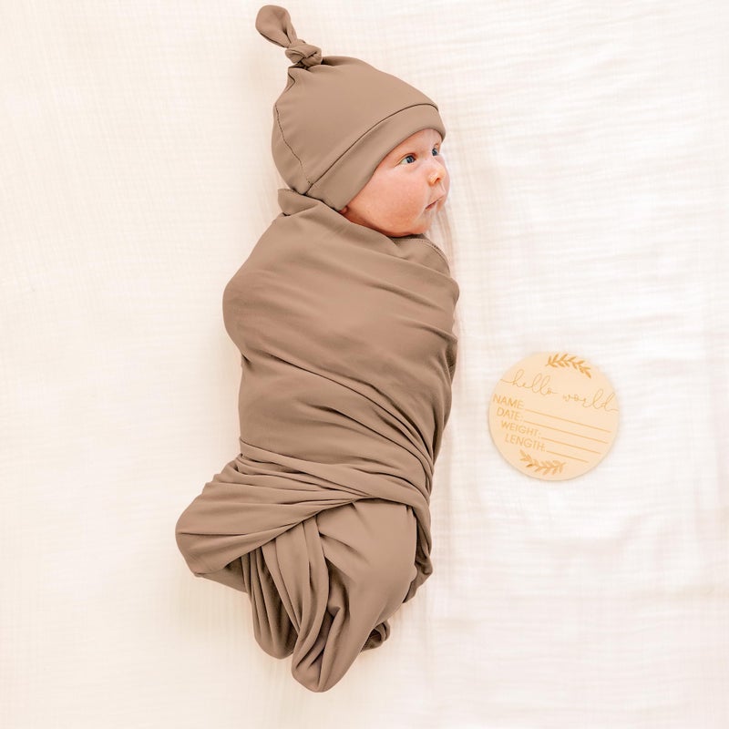 Konssy Baby Girl Newborn Receiving Blanket with Matching Headband and Beanie Set Baby Swaddle Nursery Swaddle Wrap - Image 2