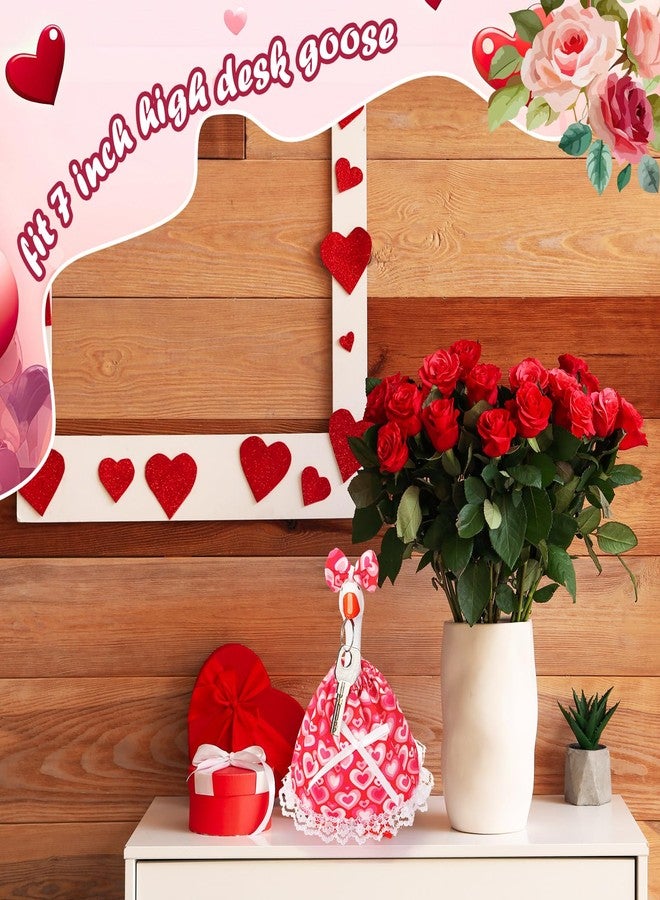 Simlakey 1 Set Valentines Day 7 Inch Mini Desk Goose Outfits Romantic Dress and bow Hat Valentines desk goose Costume Magnetic Geese Key Holder Costume for Duck Statue Decor (Cute) - Image 5