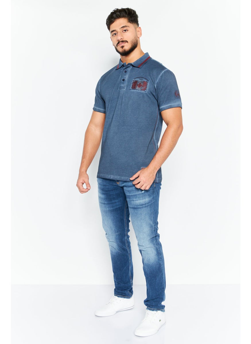Canadian Peak Men Regular Fit Short Sleeves Brand Logo Polo Shirt, Navy  - Image 2