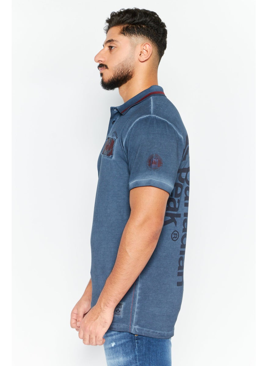 Canadian Peak Men Regular Fit Short Sleeves Brand Logo Polo Shirt, Navy  - Image 3