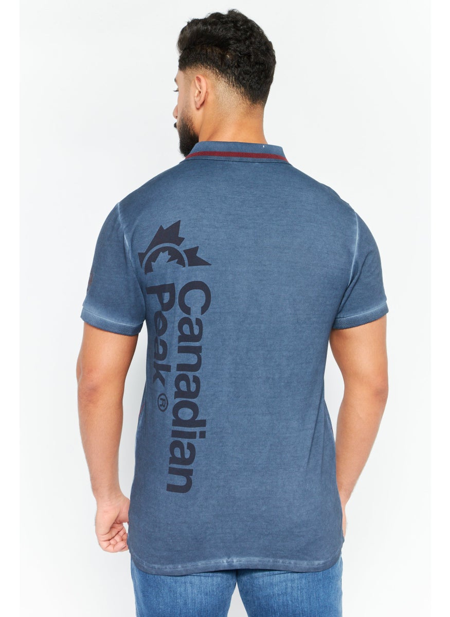 Canadian Peak Men Regular Fit Short Sleeves Brand Logo Polo Shirt, Navy  - Image 4