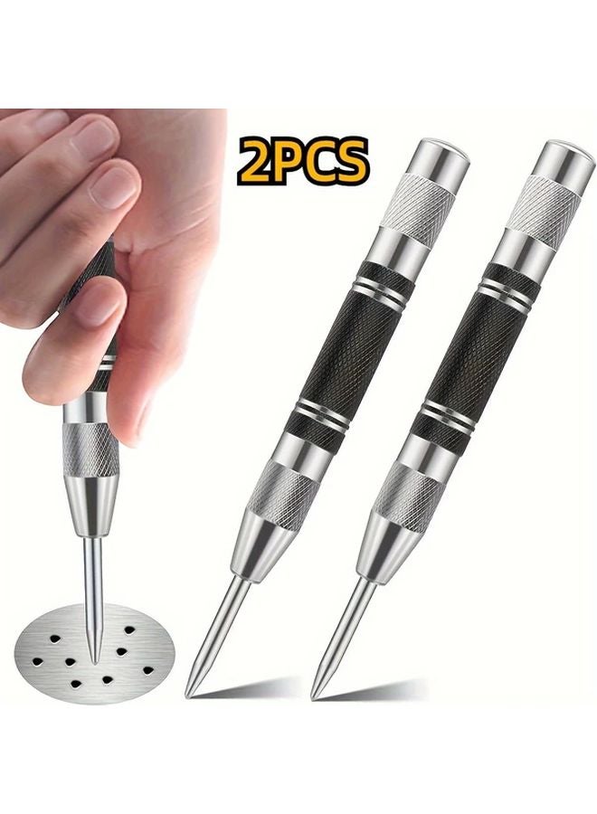 2pcs Automatic Center Punch Tool Adjustable Spring Locator for Woodworking Metal Drilling - Image 1