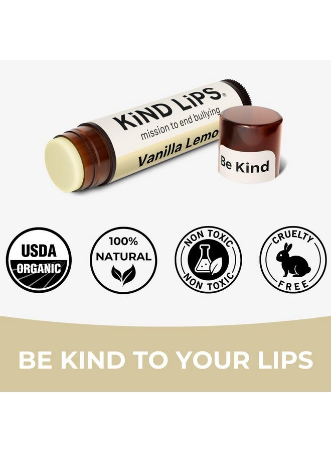 كيند ليبس مرطب شفاه عضوي معتمد من وزارة الزراعة الأمريكية بنكهة الفانيليا والليمون من Kind Lips، عبوة من 5 قطع - مرطب طبيعي للشفاه مع شمع العسل، مرطب خالٍ من القسوة للشفاه الجافة - Image 2