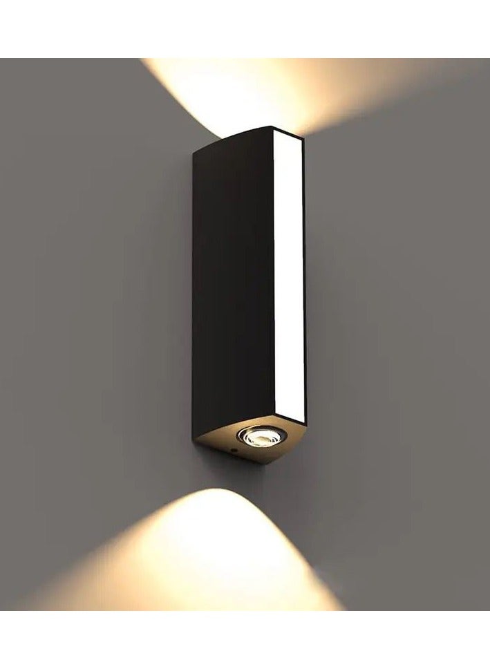 Modern plastic indoor and outdoor LED wall lamp with up, down and front lighting in the shape of a ruler, energy efficiency 10 watts - 3000 Kelvin black - Image 2
