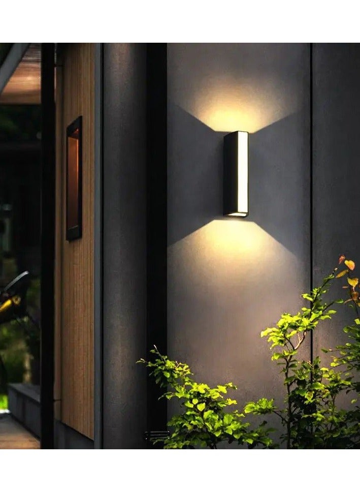 Modern plastic indoor and outdoor LED wall lamp with up, down and front lighting in the shape of a ruler, energy efficiency 10 watts - 3000 Kelvin black - Image 3
