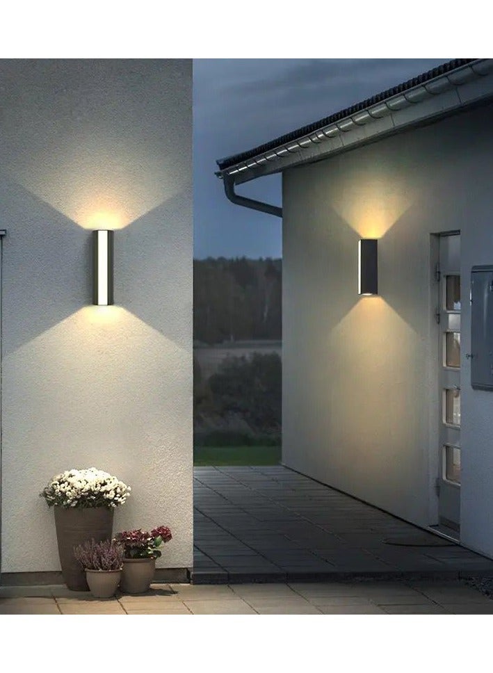 Modern plastic indoor and outdoor LED wall lamp with up, down and front lighting in the shape of a ruler, energy efficiency 10 watts - 3000 Kelvin black - Image 4