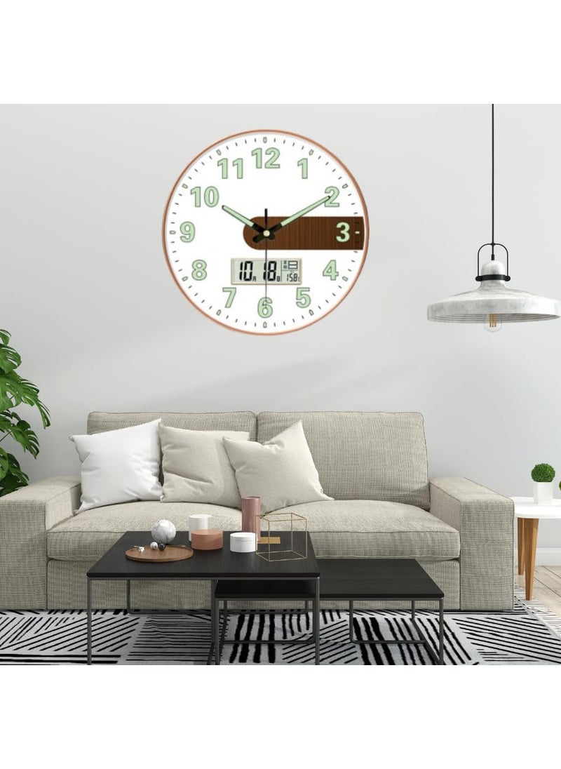 GRACIOUS MART GRACIOUS MART 12Inch Night Silent Wall Clock in Radium Glow Functional NonTicking Battery Operated Wall Clock with Big Solid Numbers for Easy to Read Day and Night Radium C Wood Digital  - Image 4